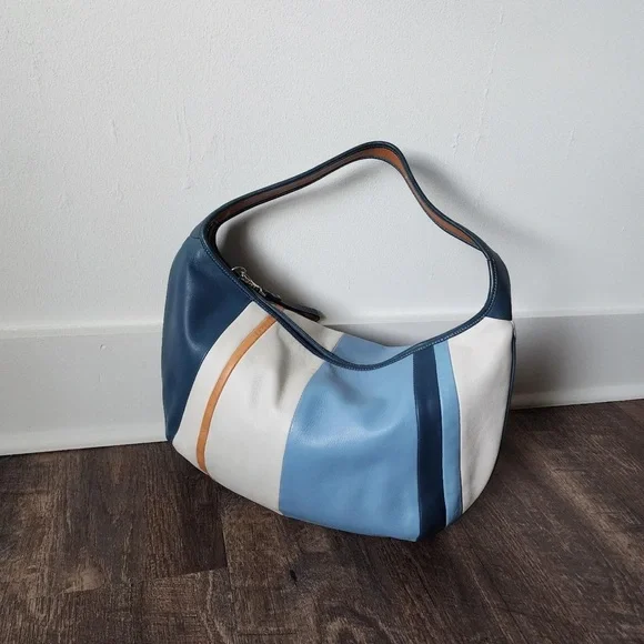 Coach Blue, White, and Tan Hobo Bag - Picture 2 of 4